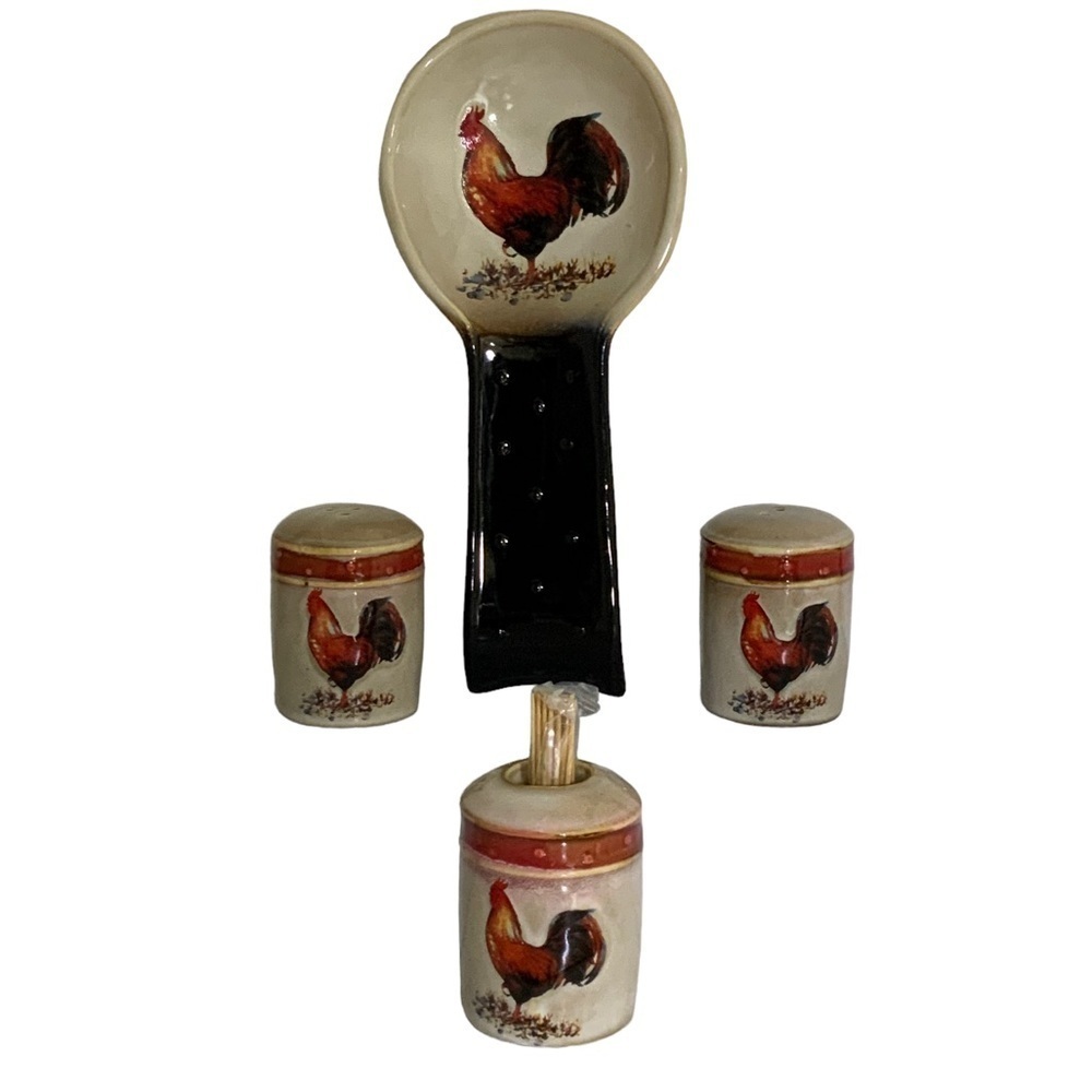 Rooster Kitchen Ceramic Artisan Accessories Functional Art Rustic Farmhouse Set - Picture 7 of 15